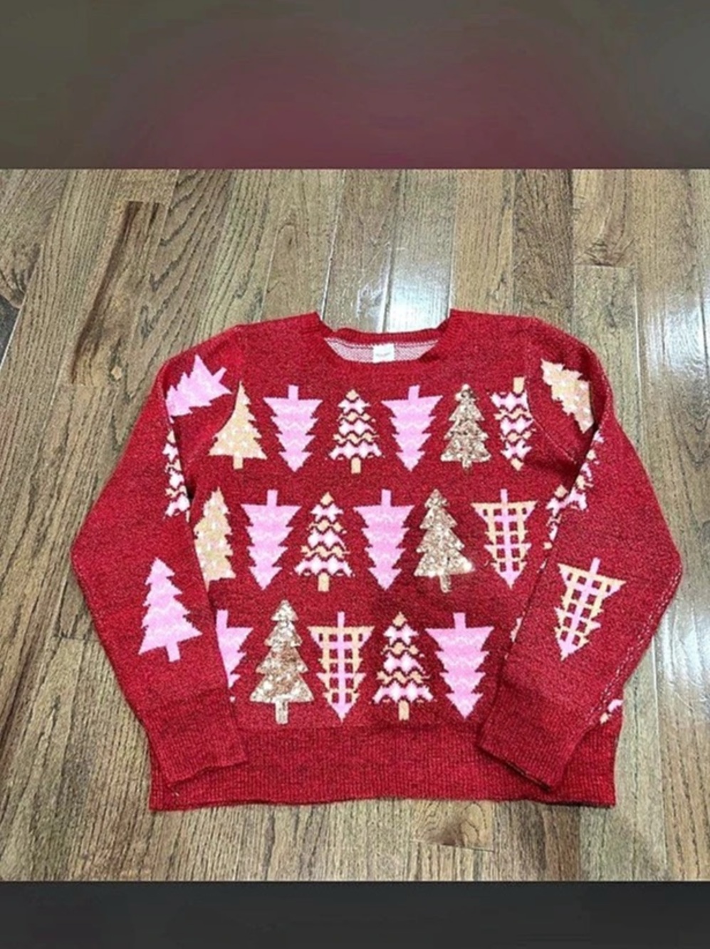 Christmas Tree Sweater in Red & White Like New